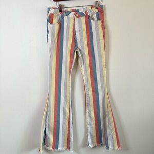 Saints + Hearts Rainbow Stripe Flare Jeans Boho Retro Bell Bottom Large